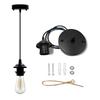 Black Pendant Light Fitting, Adjustable 1-Piece Design, Industrial-Style Ceiling Rose Light Fitting for Modern Living Spaces and Commercial Venues