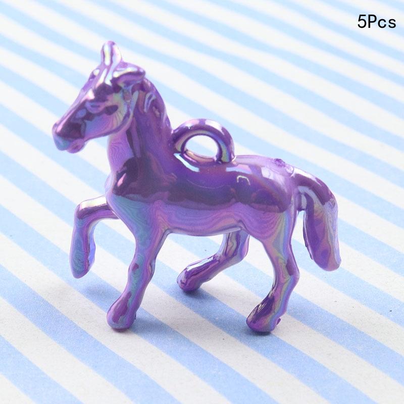5 Stück Kawaii 3D Buntes Kleines Pferd Acryl Anhänger Halskette Ohrringe Schlüsselanhänger Ohrringe DIY Charms Schmuckzubehör