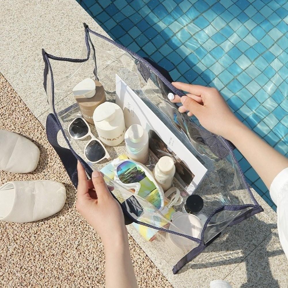 Portable Large Capacity Cosmetic Storage Bag Thickened Multi-functional PVC Makeup Bag Handheld Waterproof Swimming Bag Travel