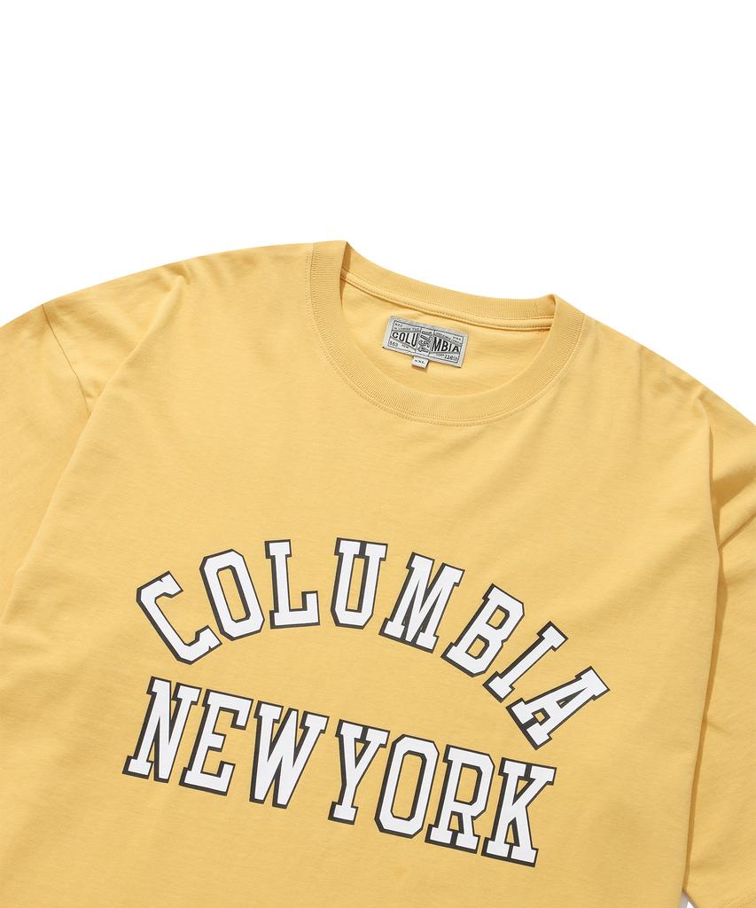 COLUMBIA UNIVERSITY New York Arch Logo S/S T-Shirts Vintage Yellow