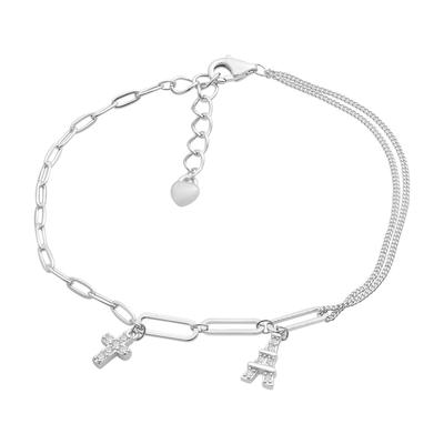Bracelet en argent avec zircons, poids de l'article 2,73 g (2206422)