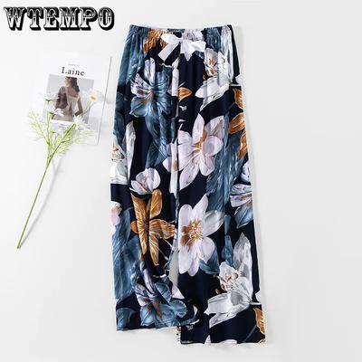 Mamas Locker Lässig Geblümt Bedruckte Dünne Cropped-Hose Damen Frühling Sommer Herbst Große Größe Elastischer Hoher Bund Weites Bein Culottes