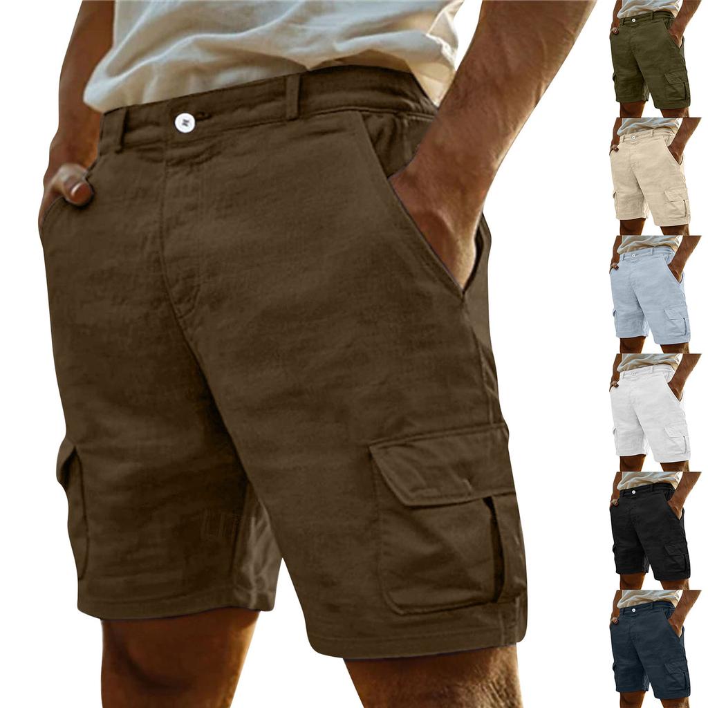 Men's Multi-pocket Work Pants Straight Five-inch Pants