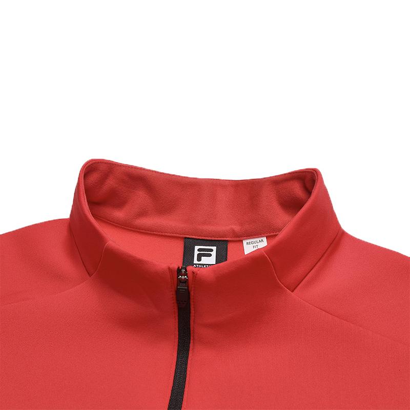 FILA Ski Series Fashionable Casual Sports Comfortable Fleece Warm Knitted Long Sleeve T-Shirt Men Tops Fluorescent-Red A11M546204FRD