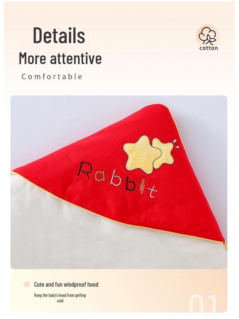 Bright Red Pure Cotton Baby Swaddle for Boys & Girls - Thickened Autumn/Winter Newborn Wrap