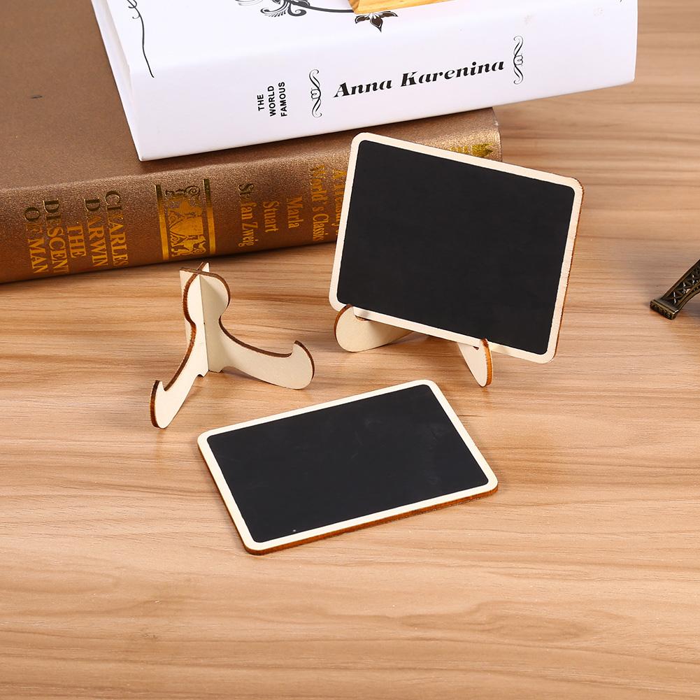 10PCS Wooden Mini Blackboard Chalkboard Message Note Board With Stand Holder Clip