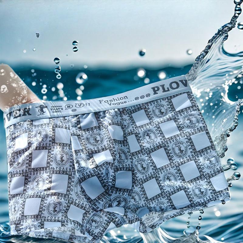 4pcs Men's Ice Silk Underwear Men's Boxer Shorts Summer Shorts Plus Size Underwear Boxer Brief