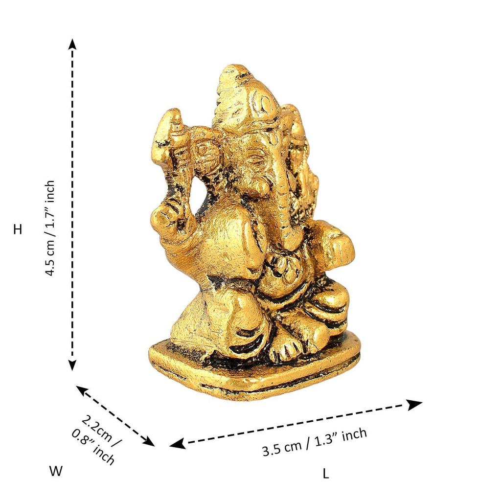 Metal Ganesh Idol for Diwali Decoration Item - Ganesha for Car Dashboard Small Ganpati Statue Figurine Murti for Home