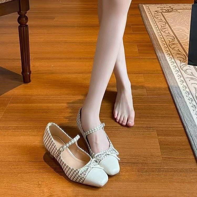 

Весна и лето 2025 новые туфли Мэри Джейн на каблуке-рюмочке с квадратным носком, сеткой «тысяча птиц» и ремешком с одинарной пряжкой 40 абрикосовый