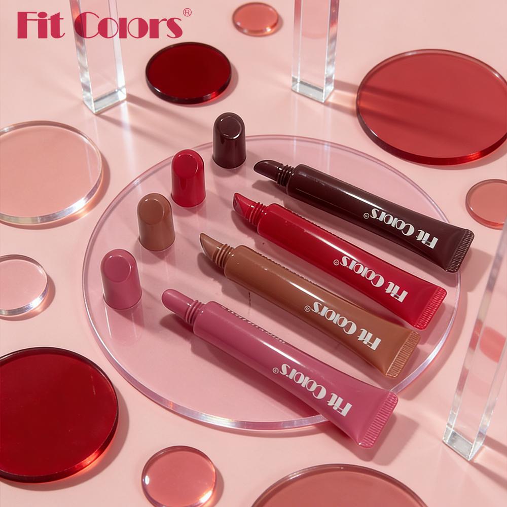 Fit Colors 4pcs Squeeze Tube Lip Oil Set, Moisturizing Glossy Lip Balm with Mirror Shine, Long Lasting Hydrating Liquid Lipstick & Lip Gloss Makeup