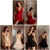 Sexy Satin Slip Dress With Deep V Neck Backless Design For Women Home Loungewear