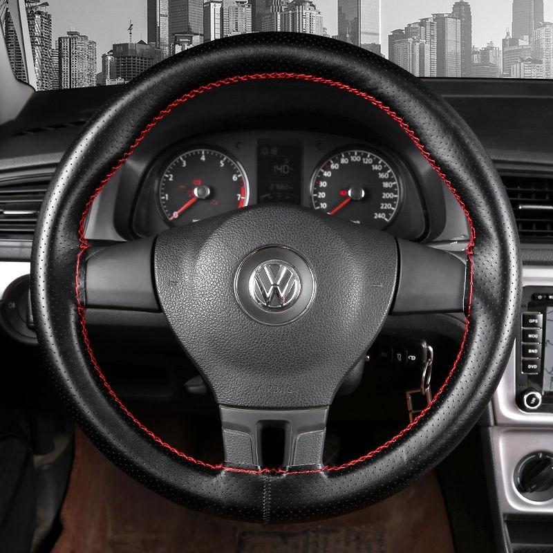 DIY PU Leather Auto Car Steering Wheel Cover Hand Sewing Hand-stitched With Thread Needle 38cm Breathable Steering Wheel Covers