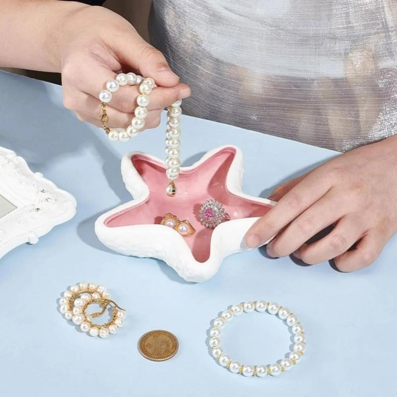 Beach Themed Earthenware Jewelry Dish Decorative Storage Solution For Daily Accessories And Present Box Included