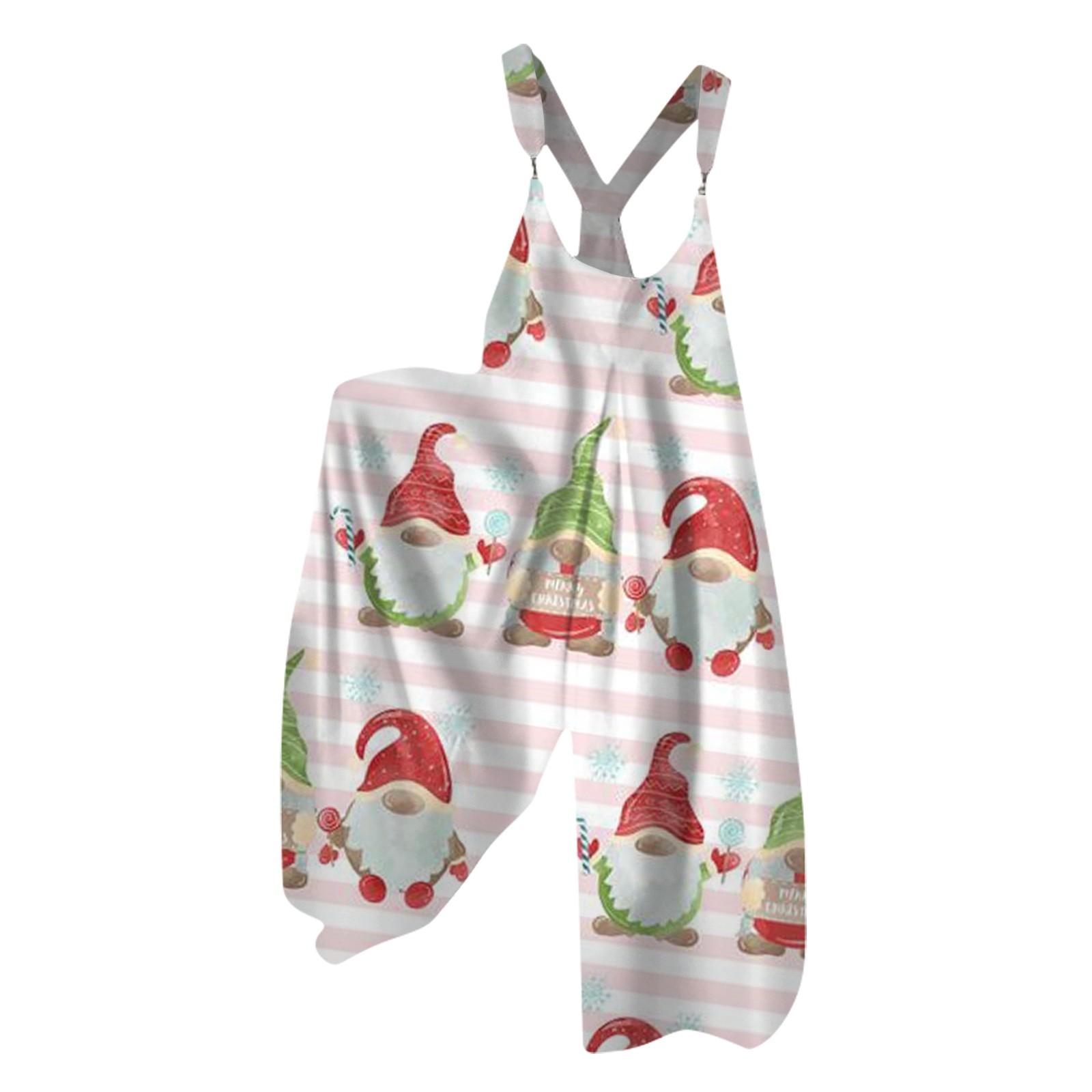 

Женский летний комбинезон с рождественским принтом в винтажном стиле (Нерегулируемые ремни) S белый