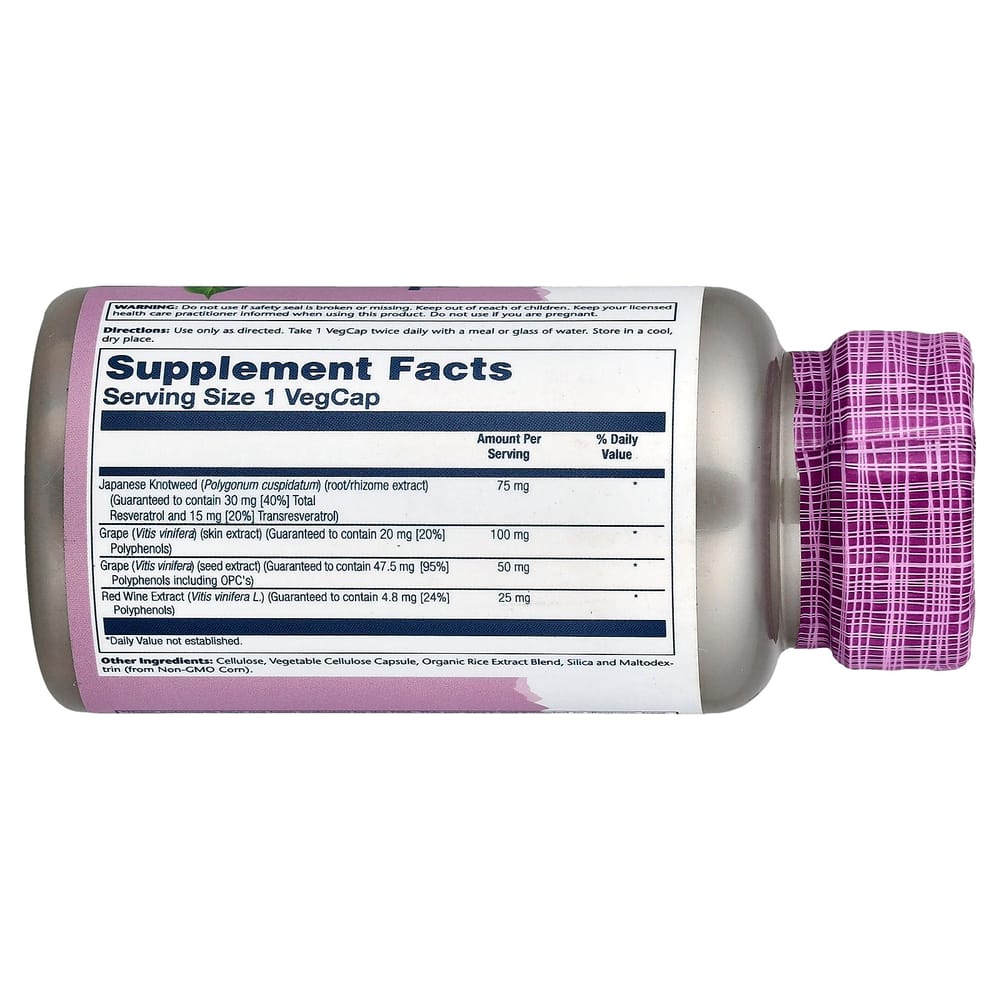 Solaray Essential Extract Resveratrol 75mg Veggie Capsules, 60 Count