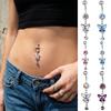 Stainless Steel Zircon Navel Ring Rhinestone Colorful Butterfly Pendants Belly Button Ring Hip Hop Piercing