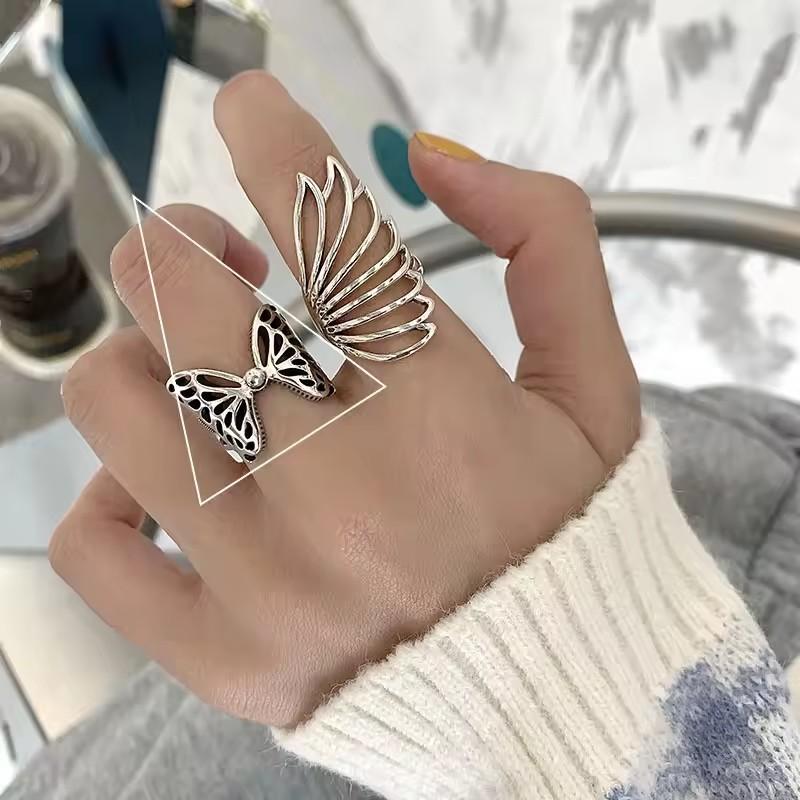 PANJBJ   CopperBowknot Ring for Women Love Heart Minimalism Sweet Romantic Adjustable Jewelry Gift Dropshipping