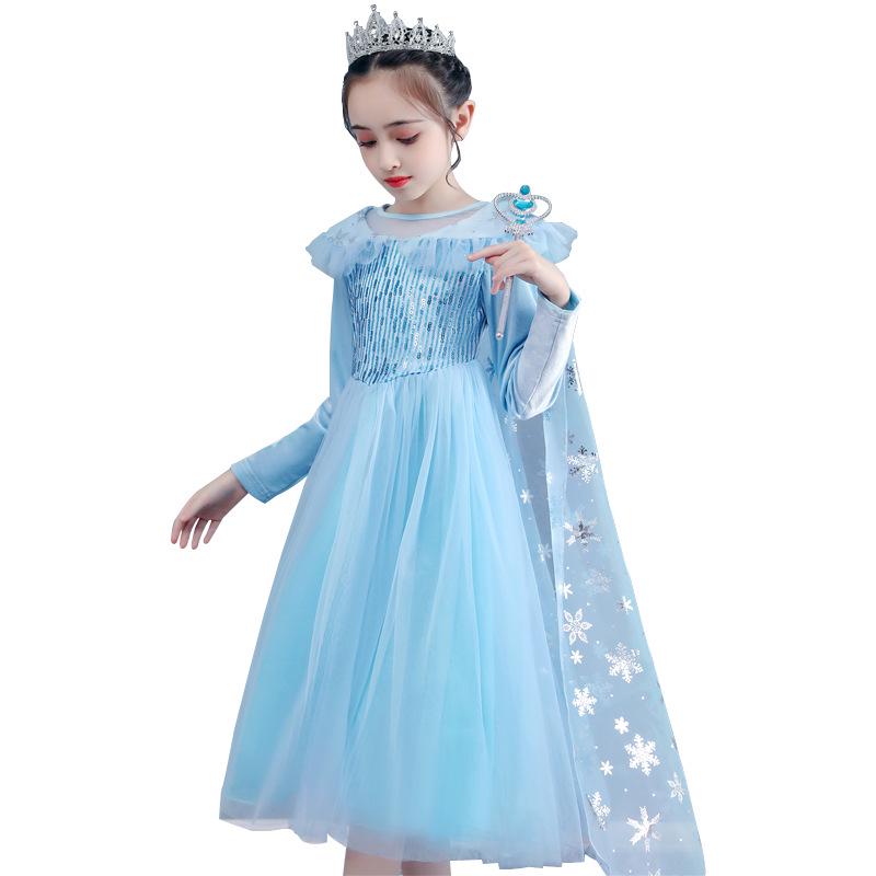 Girls' Long Sleeve Frozen Elsa Christmas Dress