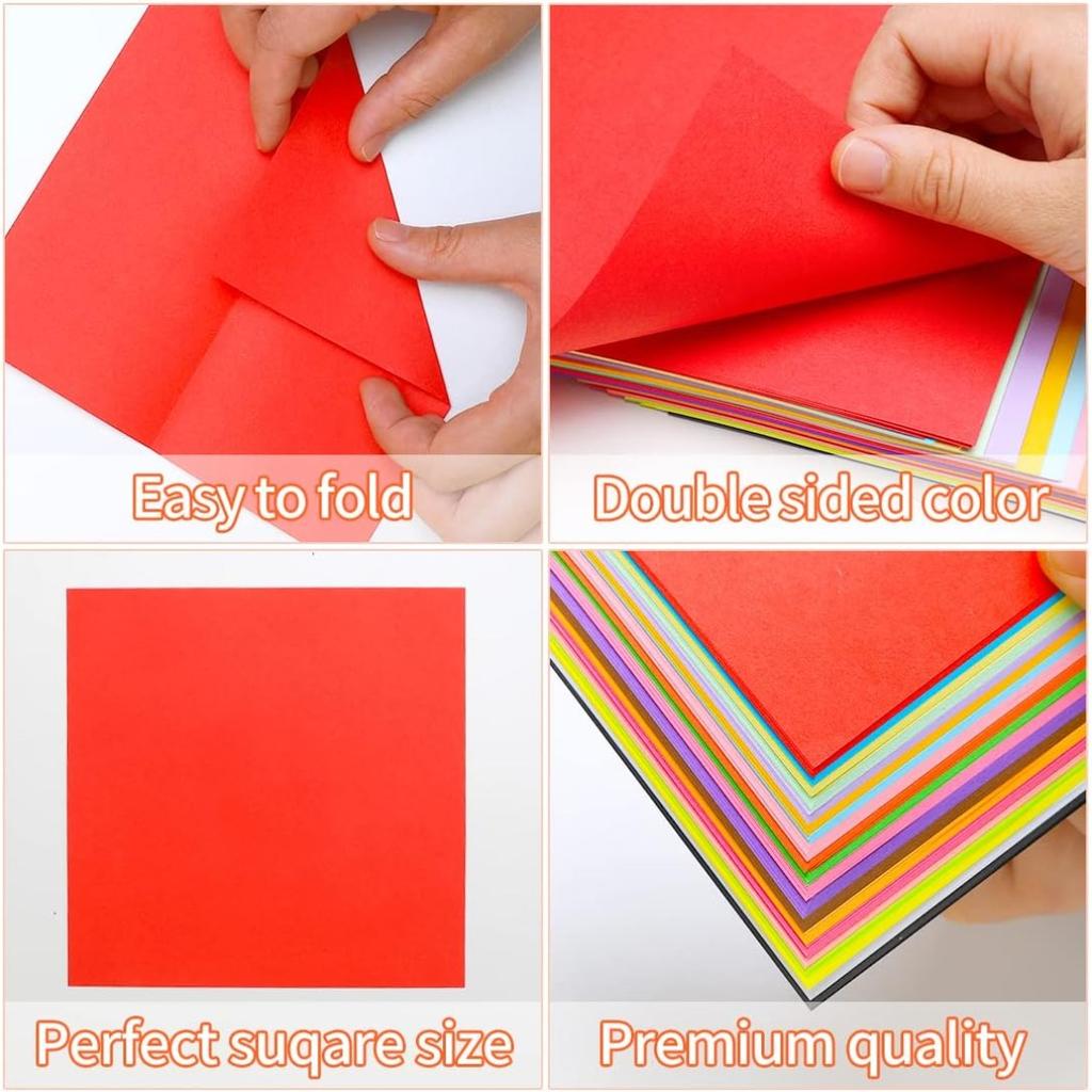 Square Origami Paper, 100 Sheets, 1/20 Colors, 6 Inch Square, Double Sided Colored Paper Diy Craft Paper for School Childs