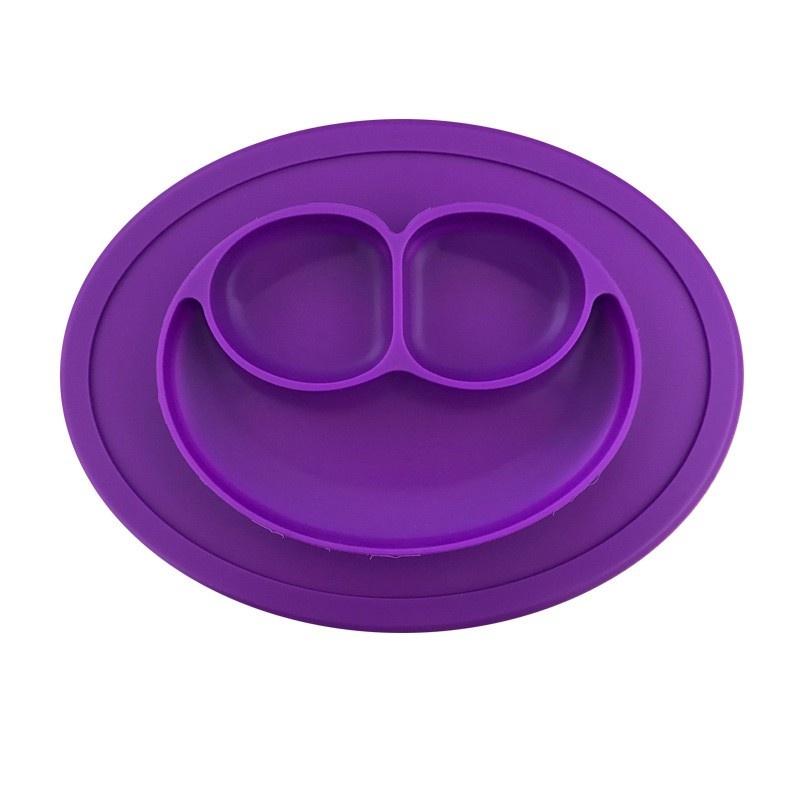 1Pcs Smiley Kids Feeding Plate Silicone Sucker Bowl Baby Infant Safe Dining Plate Cartoon Smile Face Children Dishes Tableware