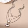 Cute Alloy Love Heart Pendant Necklace Multilayer Choker Necklaces Chain Women Wedding Bridal Jewelry Gift