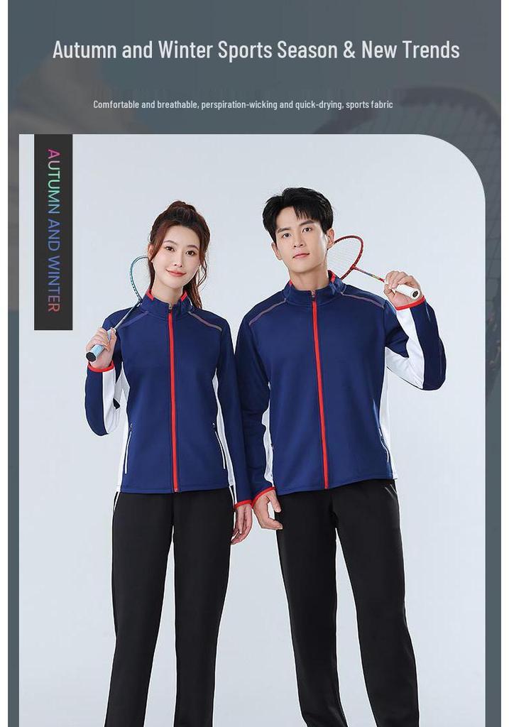 Unisex Autumn/Winter Badminton Clothing Set: Casual Sports Jacket, Team Uniform, Competition Outfit, and Cycling Jacket.