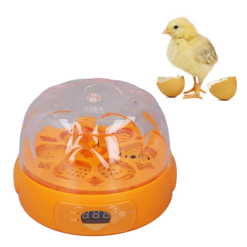 15W Egg Incubator 6 Eggs Digital Automatic Egg Incubator with Automatic Egg Turner for Hatching Chicken Quail Yellow