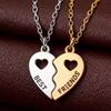 Sun Moon Stars Patchwork BFF Heart Necklace for Best Friends Forever
