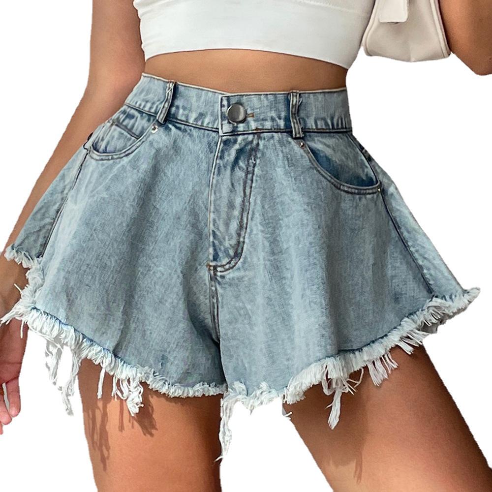 Damskie dżinsowe szorty dżinsowe lato odzież plażowa feminino szeroka nogawka luźne krótkie femme pantalones cortos odzież damska modna odzież