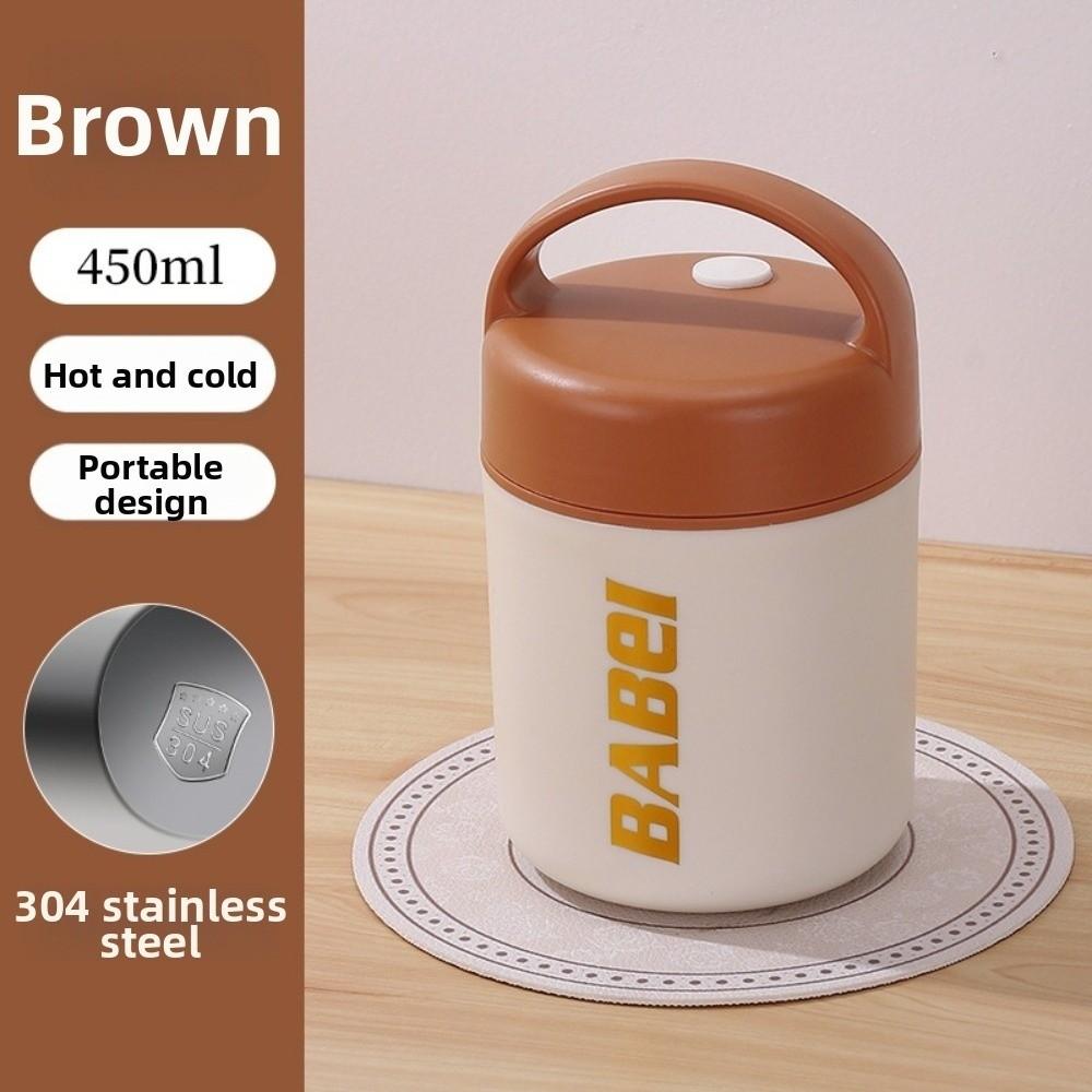 304 Stainless Steel Insulated Breakfast Mug 450ml Leak-Proof Hot & Cold Mug Double Wall With Handle Thermal Travel Mug Lunch Use
