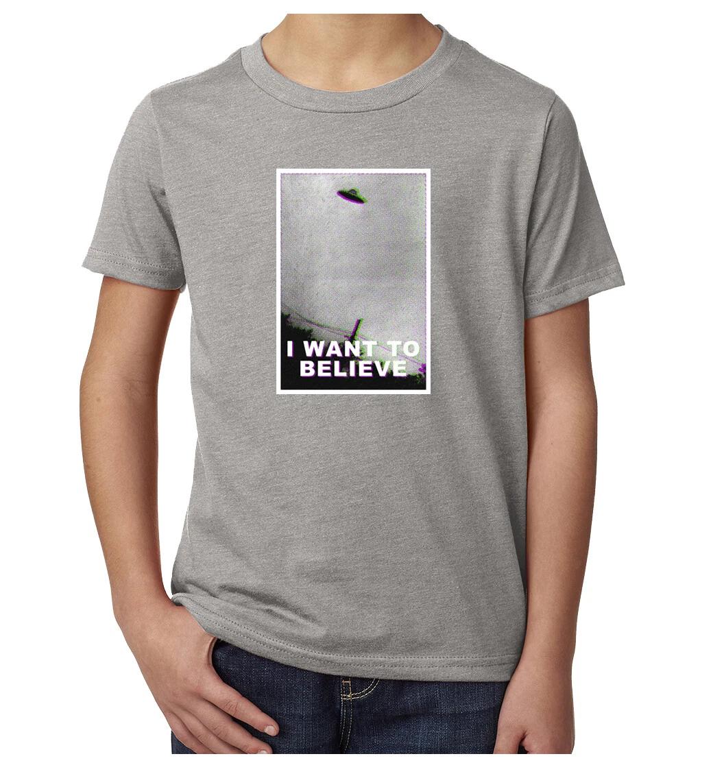 I Want to Believe UFO, Funny Graphic Tees, UFO Kid s Tops! M
