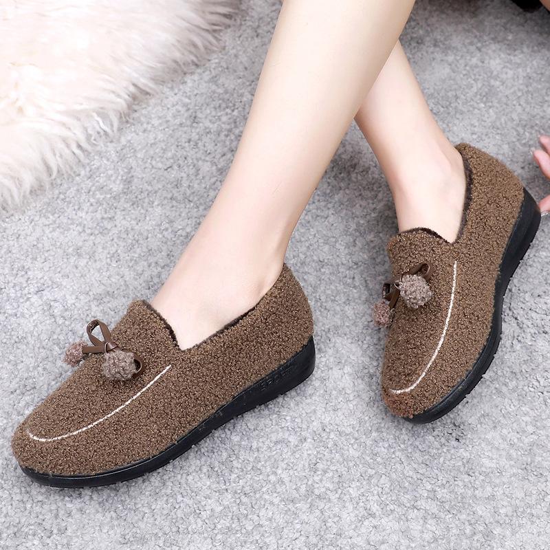 2025 Winter New Old Beijing Cloth Shoes Velvet Warm Daily Home Indoor Women's Cotton Slippers One Foot Cotton Shoes