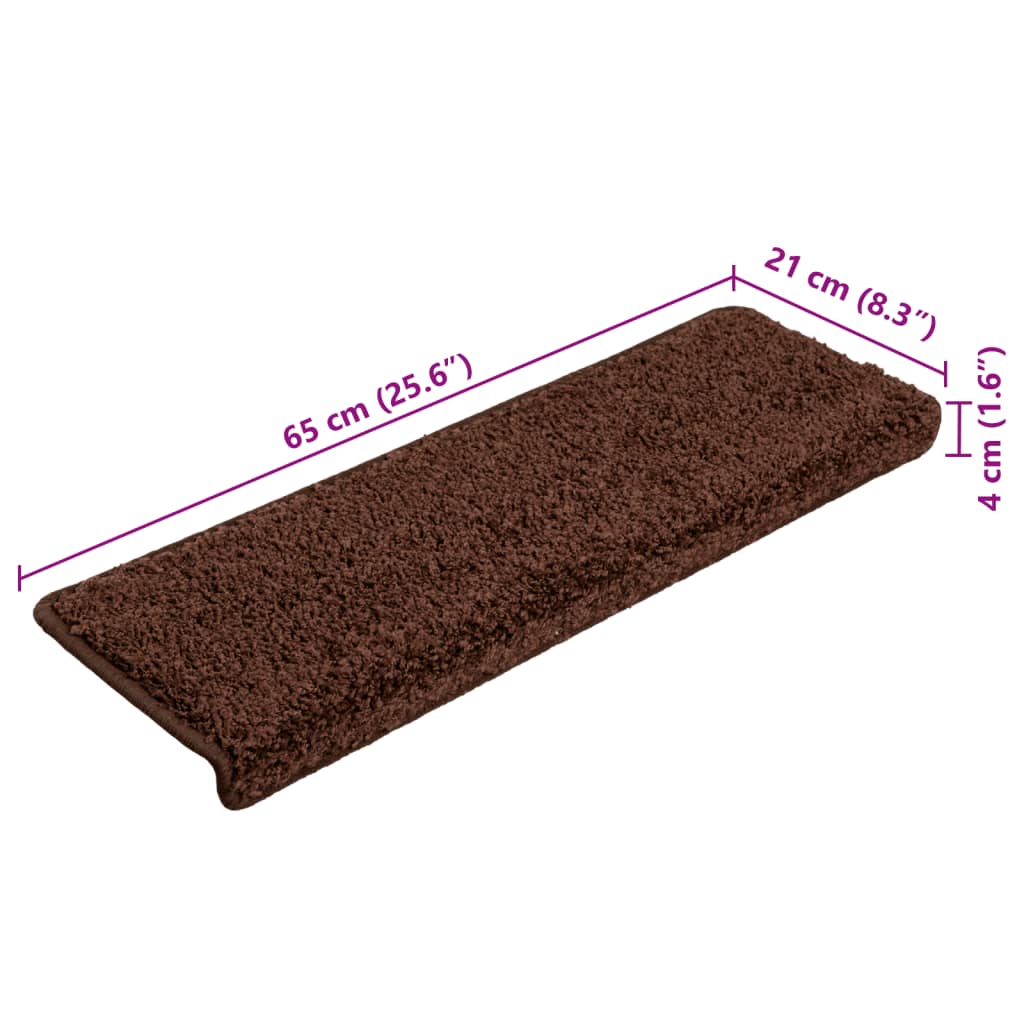 Step Mats 10 pcs. 65 x 21 x 4 cm Brown Rectangular Edge