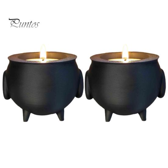 

1/2 шт., подсвечник для чая, Хэллоуин, жуткий 3D-принтер, черная банка ведьмы, подсвечник, фестиваль, вечеринка, украшение для рабочего стола, орнамент 2pcs