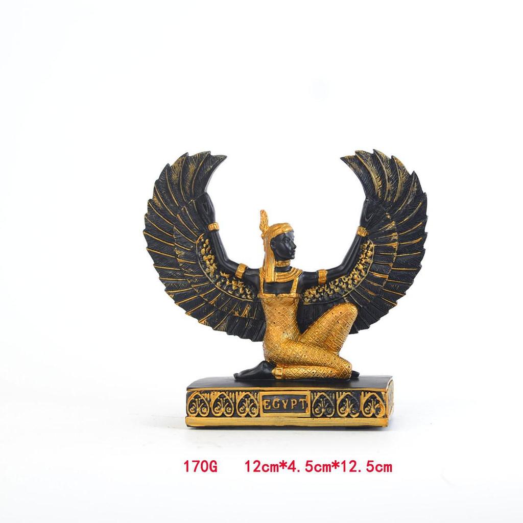 Egyptian Winged Earth Goddess Resin Figurine for Home, Club, Museum, or Hotel Décor