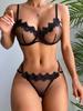 Ebay European and American Sexy Lingerie Hollow Steel Tray Mesh See-through Lace Three-point Pajamas Two-piece Set