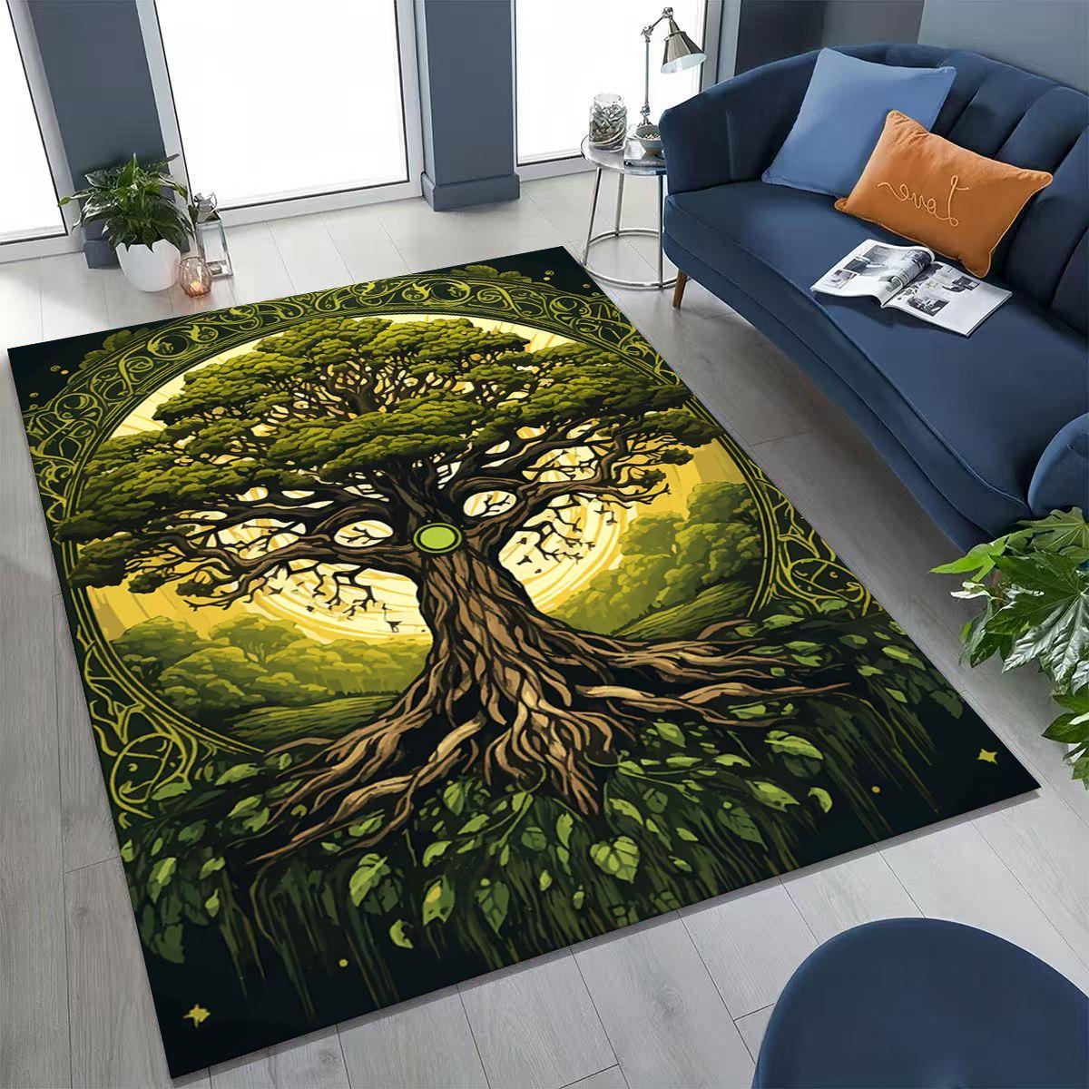 

Nordic Dream Tree of Life Symbol Totem Yggdrasil Rug for Bedroom Living Room Sofa Home Doormat Decor ,kid Non-slip Floor Mat Gift 40x60cm( 15x23in )