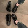 Leather Bag Head Half Slippers Women's Outer Wear Autumn New Muffin Platform Shoes Casual Skirt Single Shoes