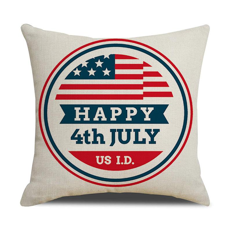 American Independence Day Linen Series Multiple Pillow Covers Simple Festive Printed Cushion Cover Sofa Pillow Cover Home Quality