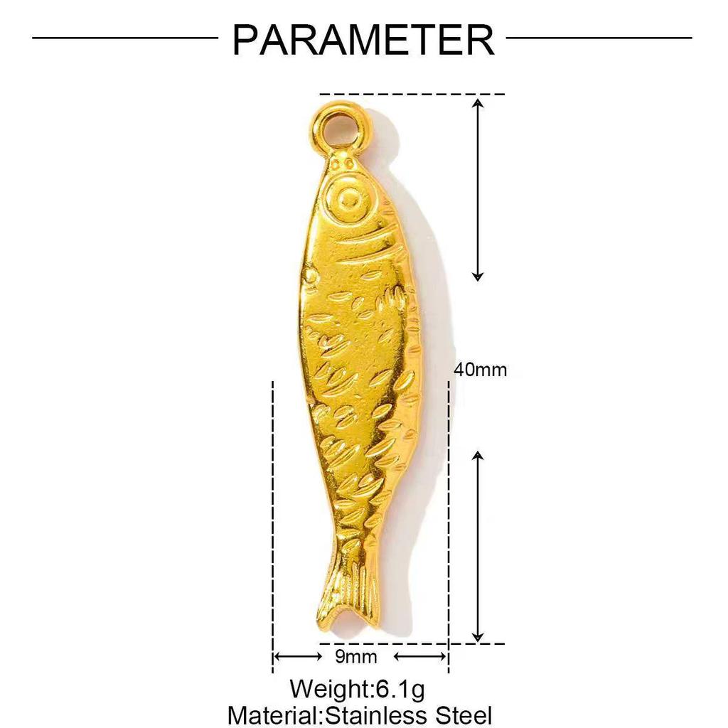 Stainless Steel Gold-Plated Fish Pendant - Durable, Handmade, Color-Retaining Jewelry Accessory