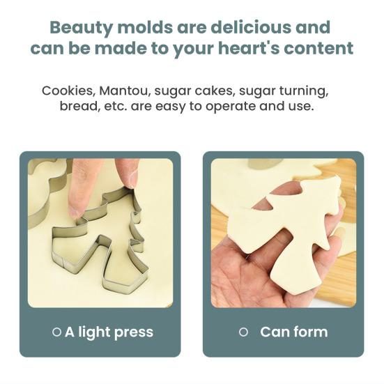 8/10/18/24Pcs Stainless Steel Cookie Cutter Set 3D Shape Design Various Patterns Holiday Cookie Mold Christmas Gift Baking Tool