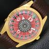 HAND-WINDING VINTAGE SWISS MENS POKER FACE RED COLOR DIAL WATCH A701141-5 R205b-a701141