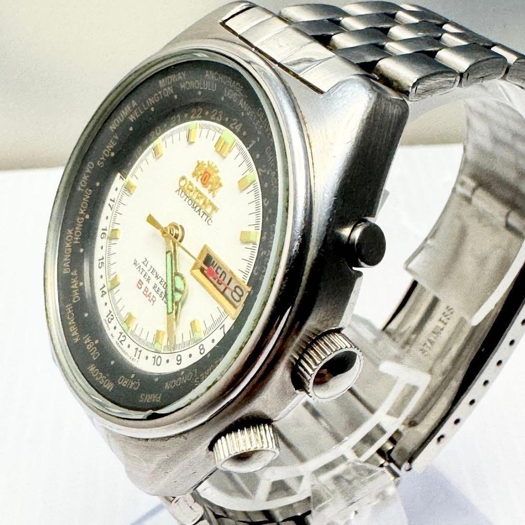 Used ORIENT Men's World Time Automatic Winding Day Date 469EE6-71