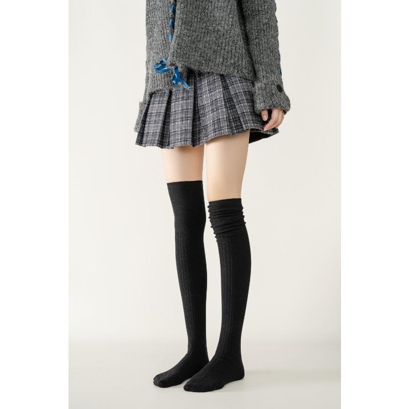 Autumn and Winter Knee-high Women's Socks with Fleece, Thickened Long Stockings, Knee Protection, Anti-slip, Slightly Pressurized High Stockings