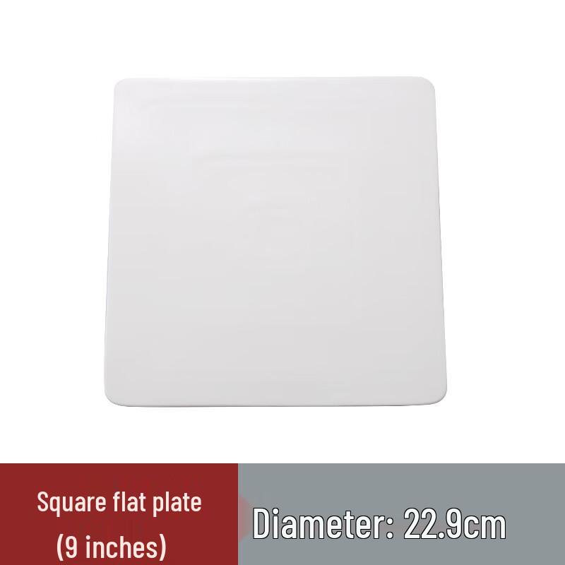 9-inch Square Pure White Ceramic Flat Plate