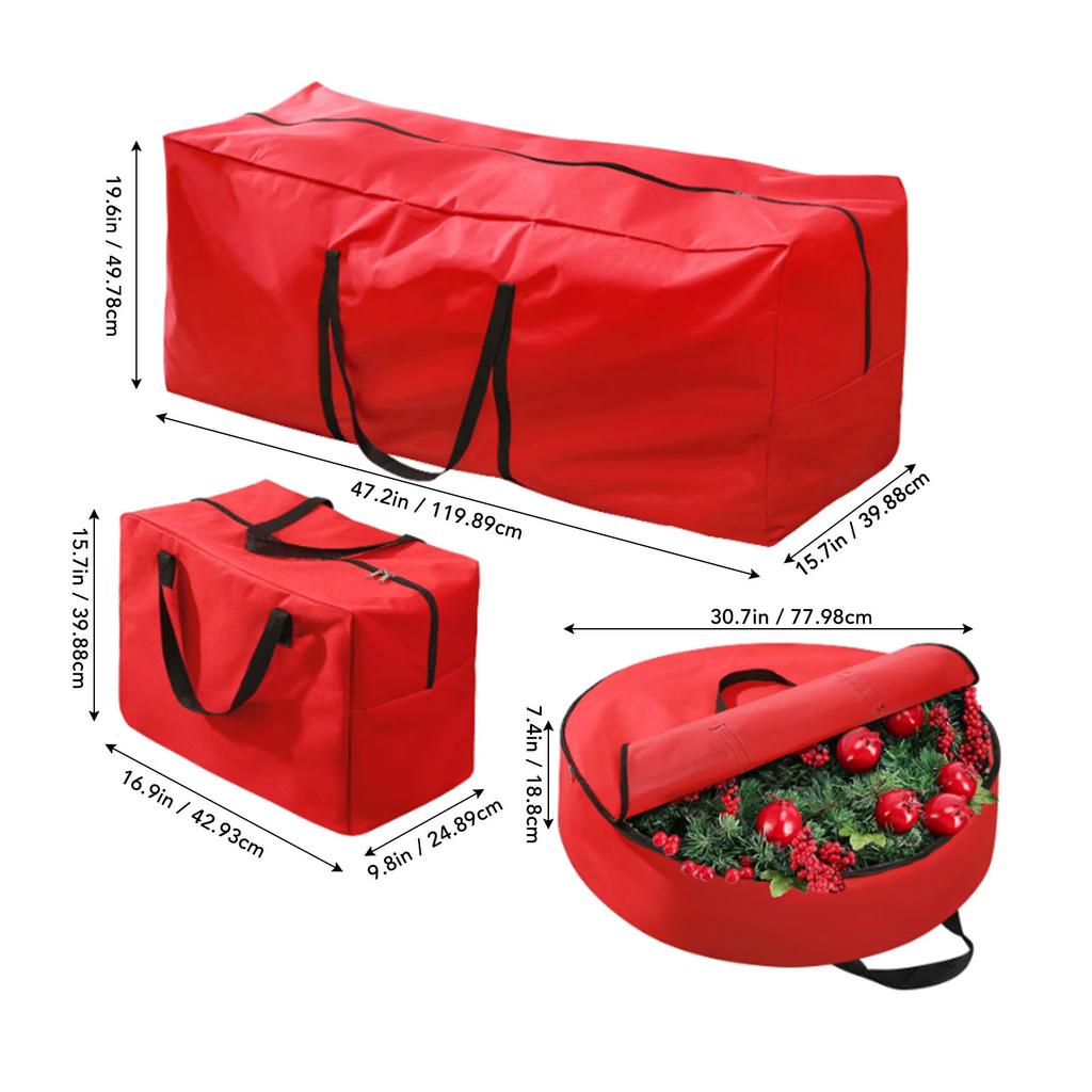 Artificial Xmas Tree Storage Bag Set Large Capacity Waterproof Oxford Cloth Christmas Tree Container with Zipper for Artificial