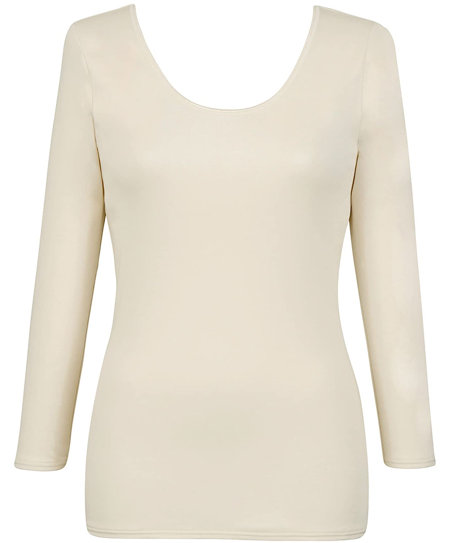 

Cotton Inner Soft and Luxurious Size Wing/Wacoal Women s 100% Top, Warm, 3/4 Sleeves, U-Neck, Cotton, EL4879, BE/LL