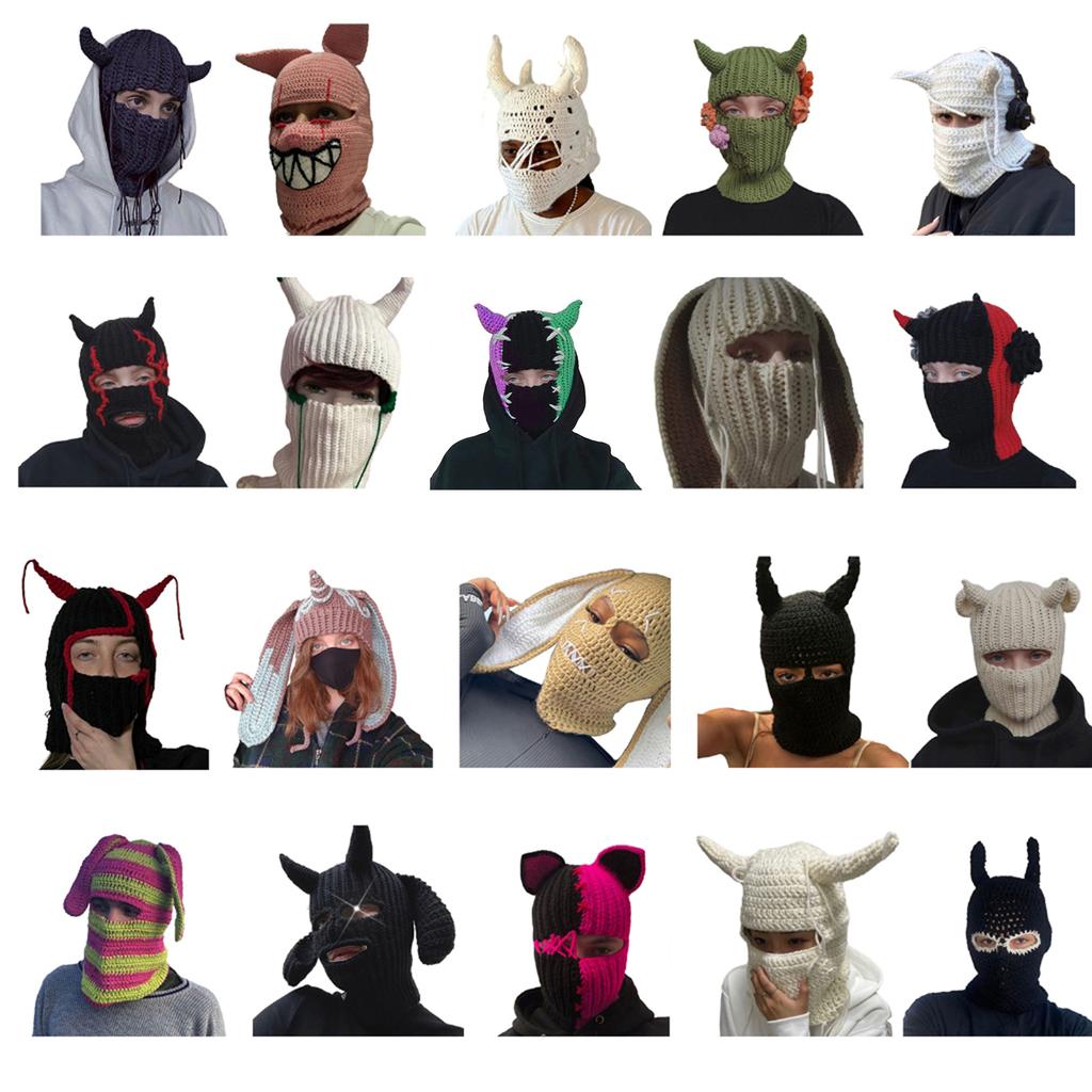 Girls Knit Beanie Hat Easter Photo Prop Cute Devil Horn Hat Costume Y2K Easter Horn Decorations Winter Knitted Hats