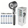 High Pressure Filter Shower Head 3 Modes One-key Stop Water Massage Clean Powerful Pressurized Shower Nozzle