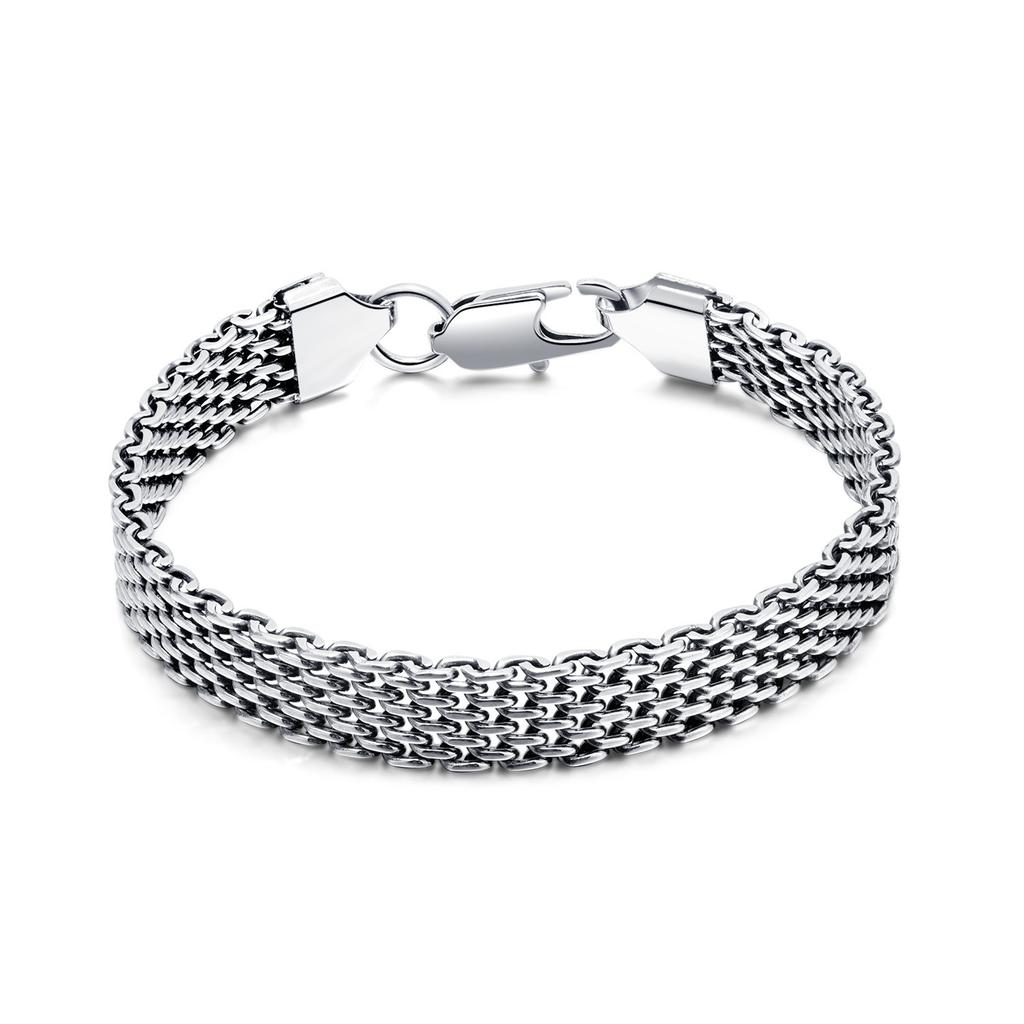 Wind Retro Versatile Hollow Mesh Titanium Steel Jewelry Fashion Personality Stainless Steel Men'S Bracelet